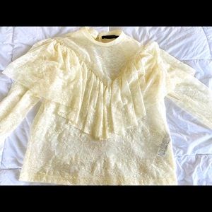 ZARA CREAM RUFFLE BOHEMIAN BLOUSE